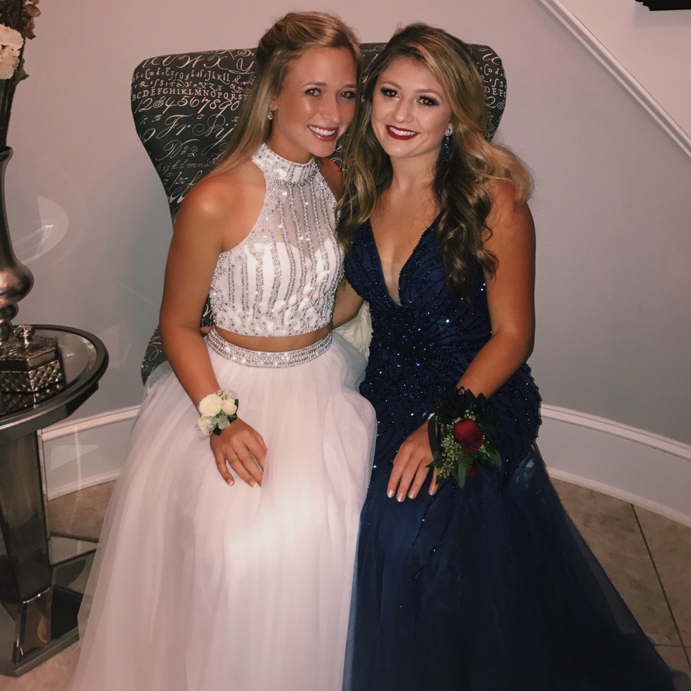 Sherri Hill white two piece prom dress